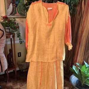 2 Piece 100% Linen palazzo pant set by I.C. Collection